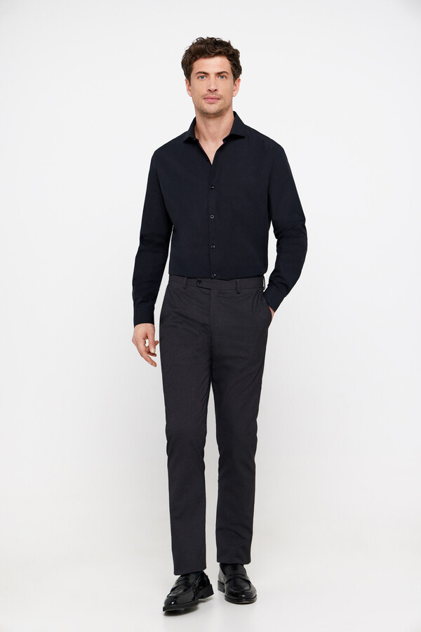 Cortefiel Slim fit easy-iron ottoman dress shirt Black