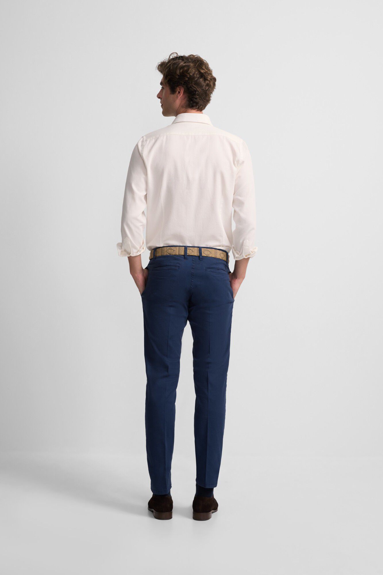 Silbon Cal&ccedil;a esporte cal&ccedil;as chino plissada Azul