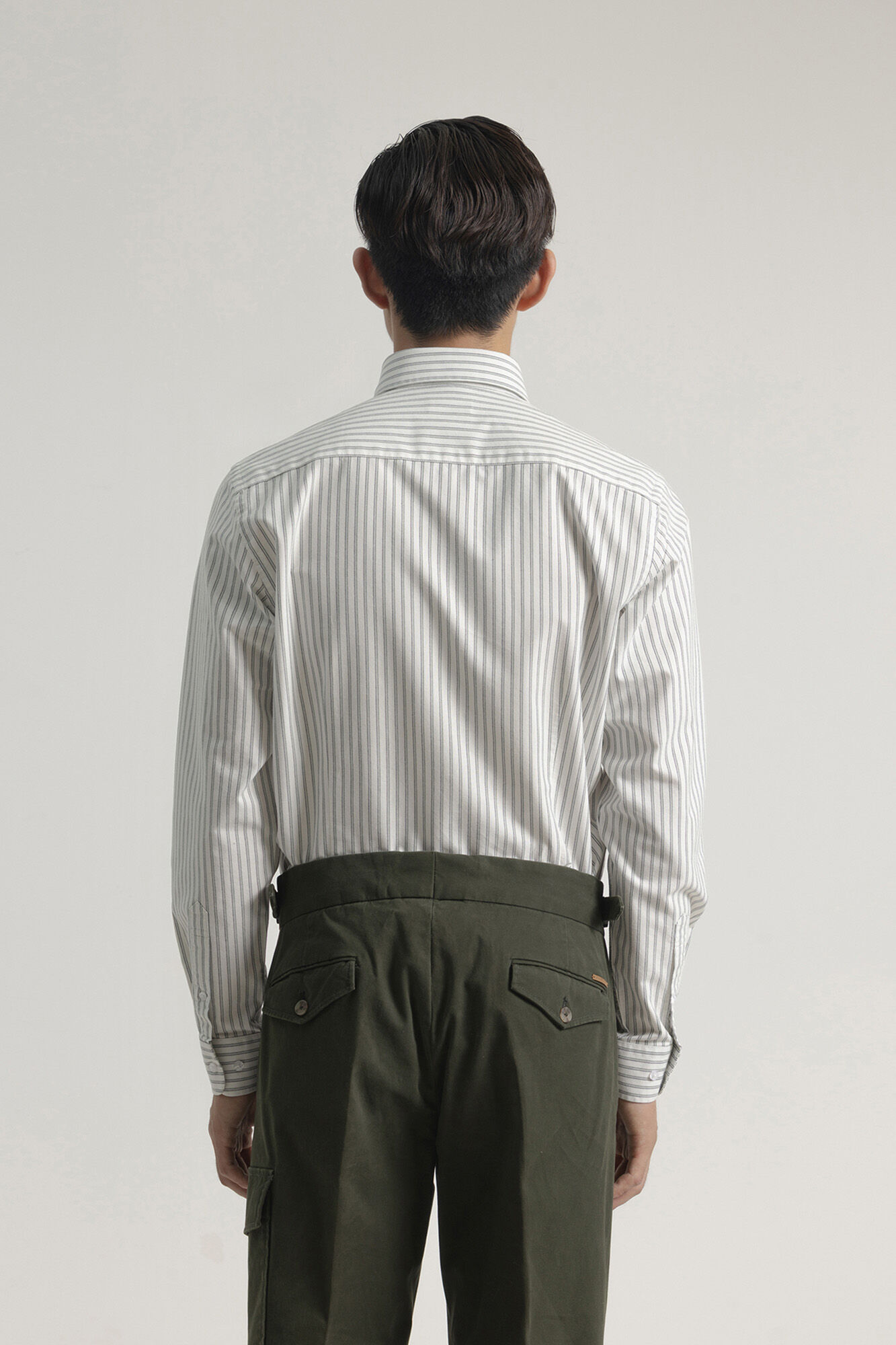 PuroEGO Slim cotton striped oxford shirt Printed white