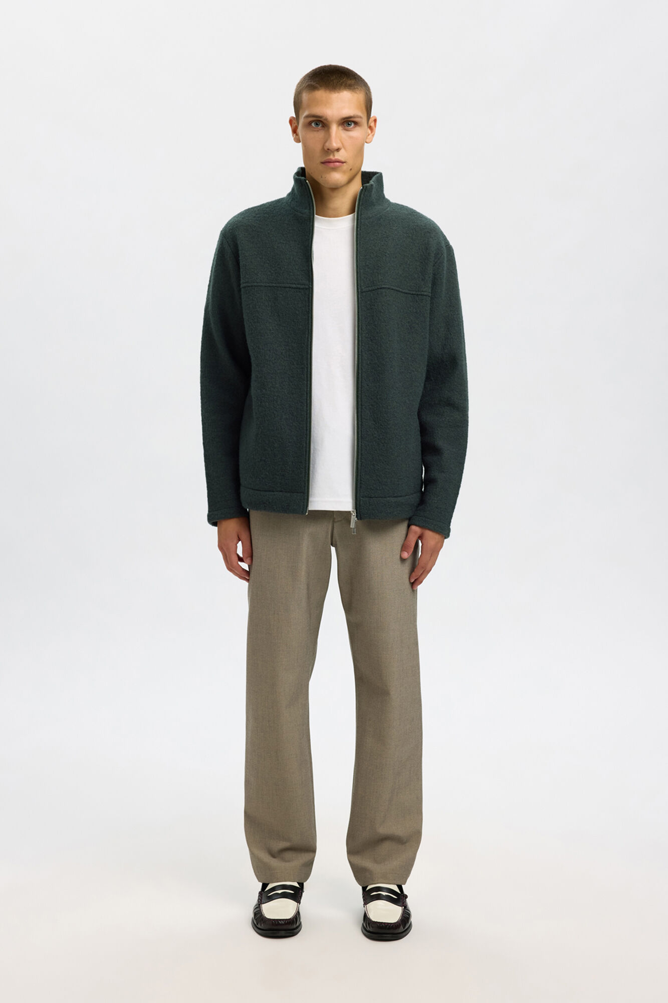 Selected C&aacute;rdigan cremallera 100% lana