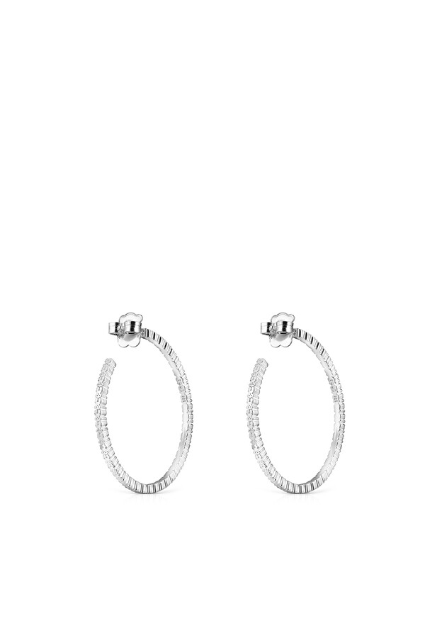Cortefiel Large silver hoop earrings Grey