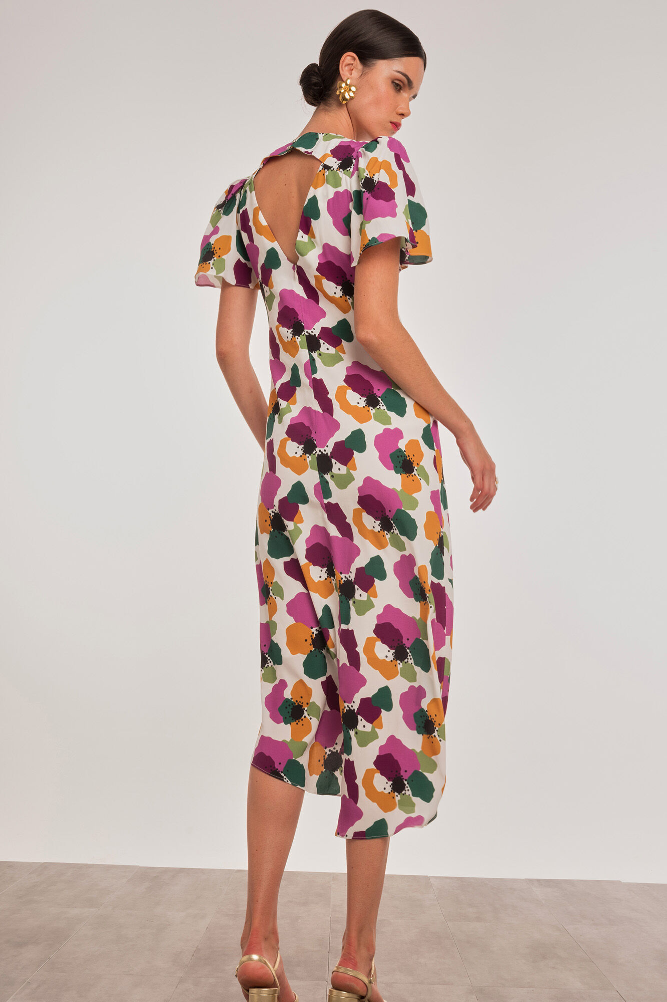 Dolores Promesas Vestido midi con volante Multicolor