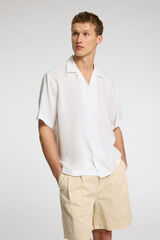 Cortefiel Camisa manga curta 100% linho Branco