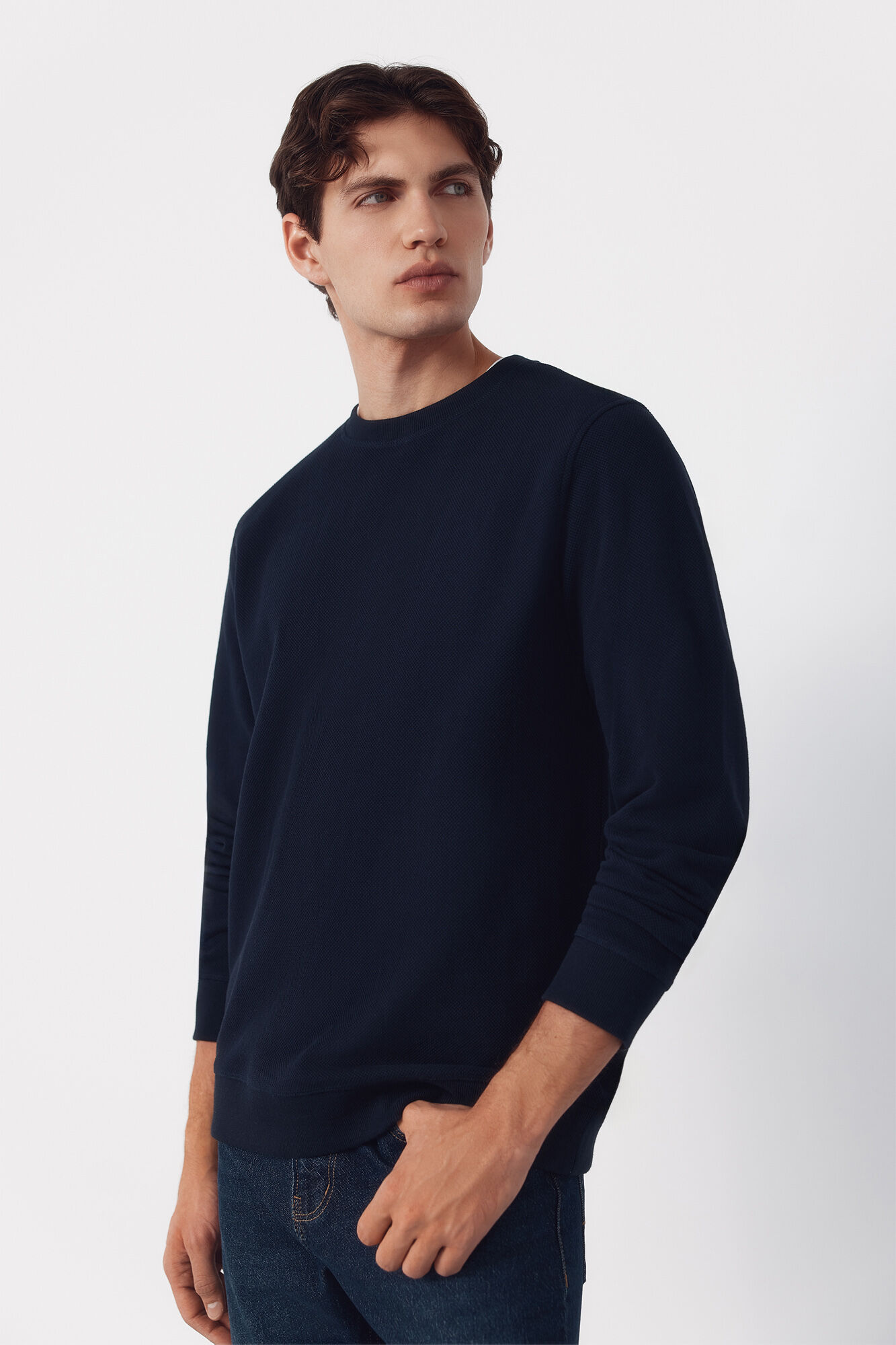 Cortefiel Textured crew neck sweatshirt