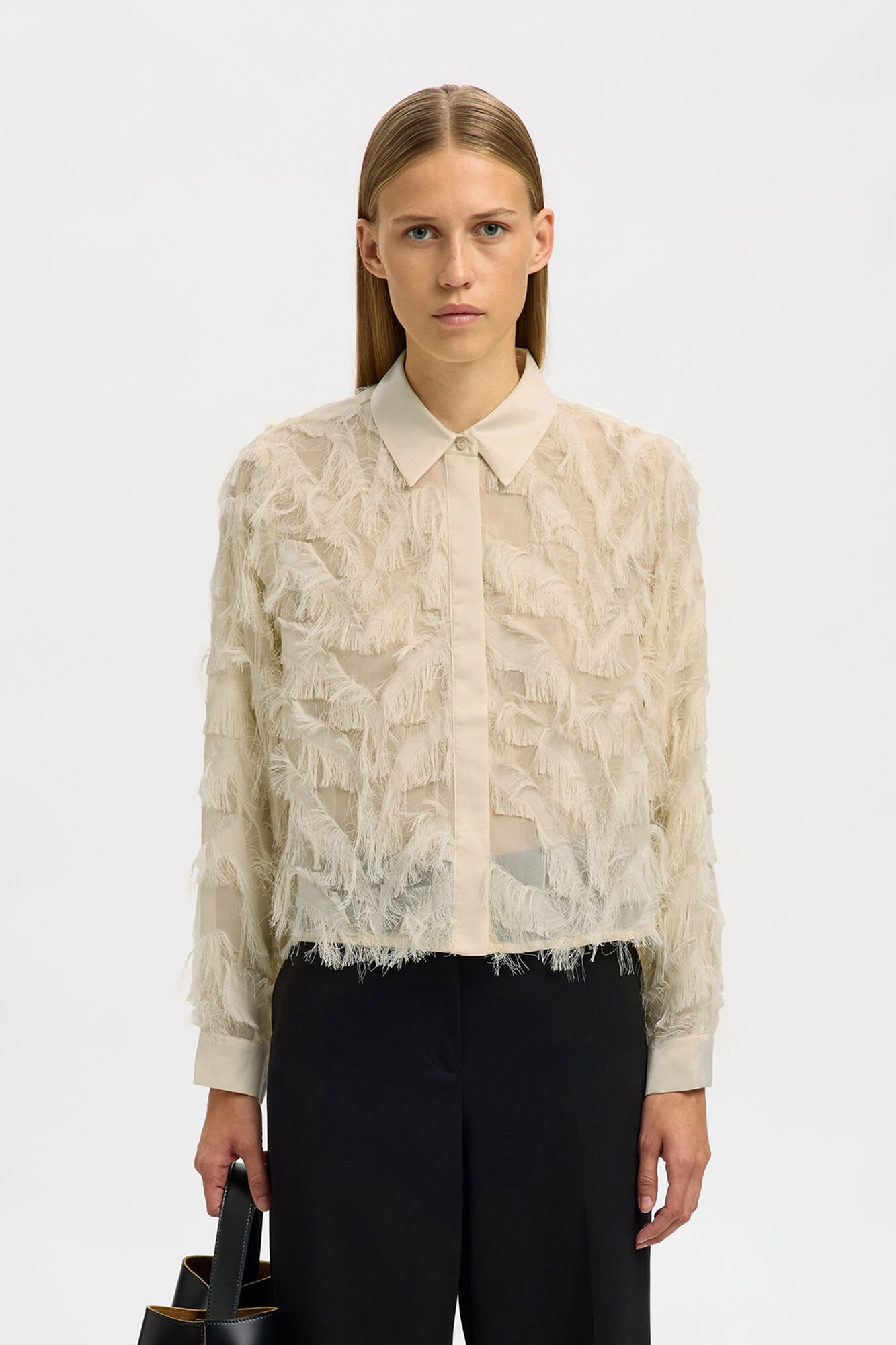 Selected Camisa curta fofa Tostado