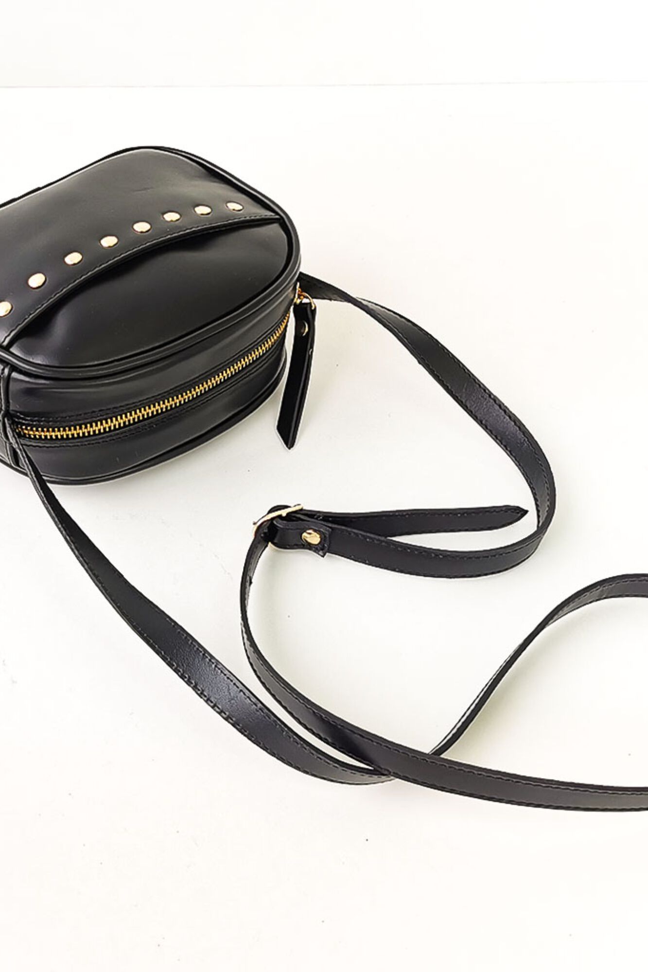 The Code Lola leather studded crossbody Black