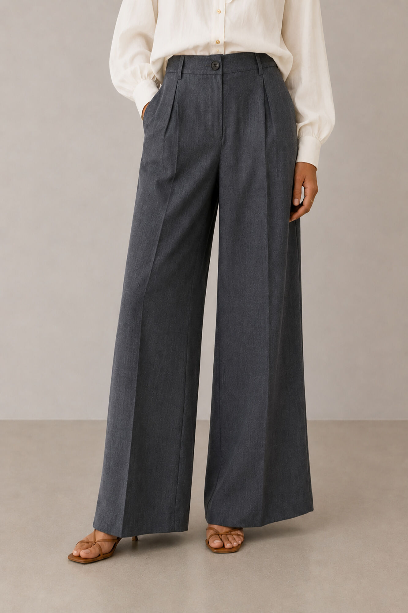 Vila Cal&ccedil;a wide leg Cinzento