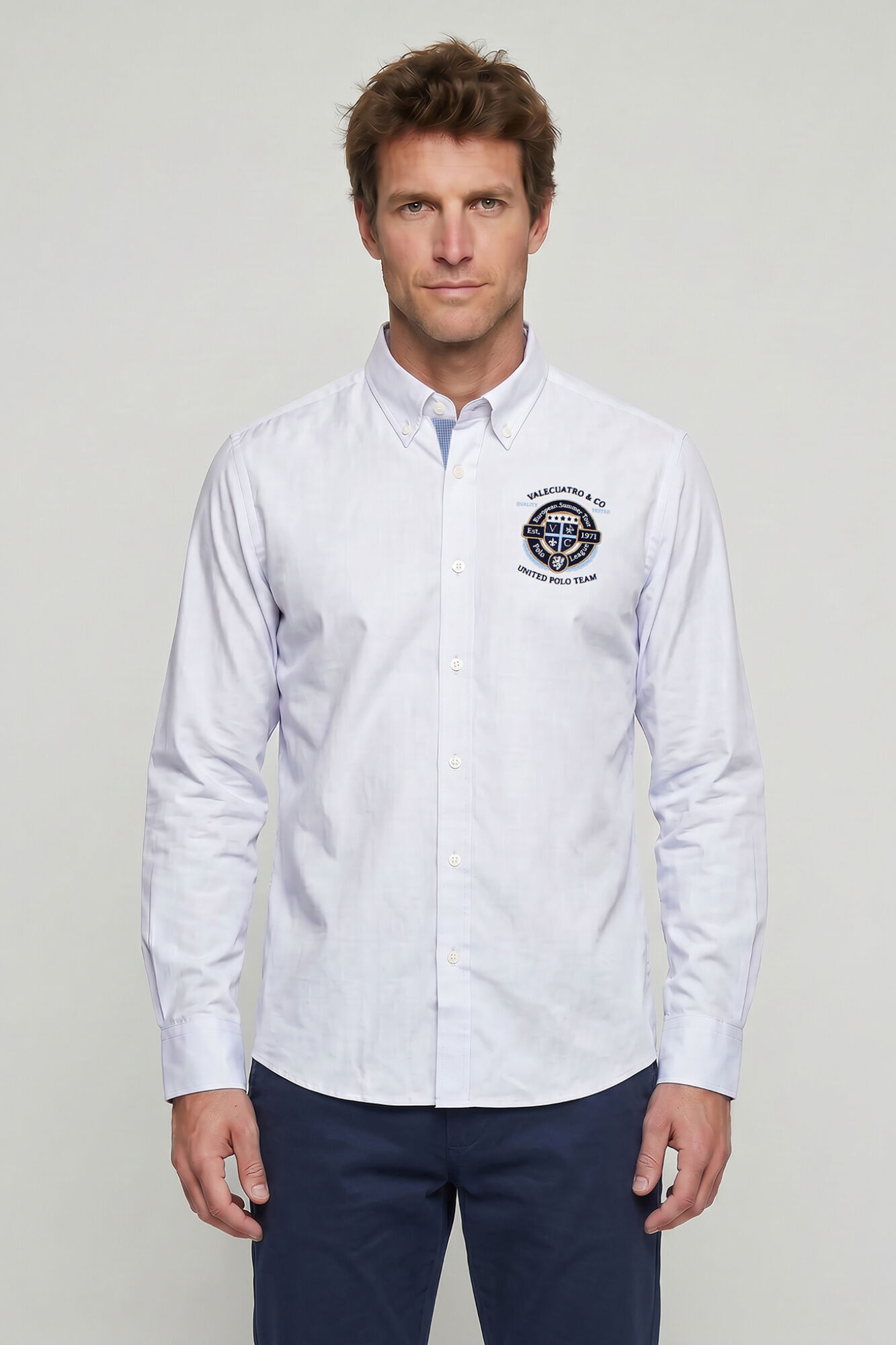 Valecuatro Camisa semibordada United Polo Branco