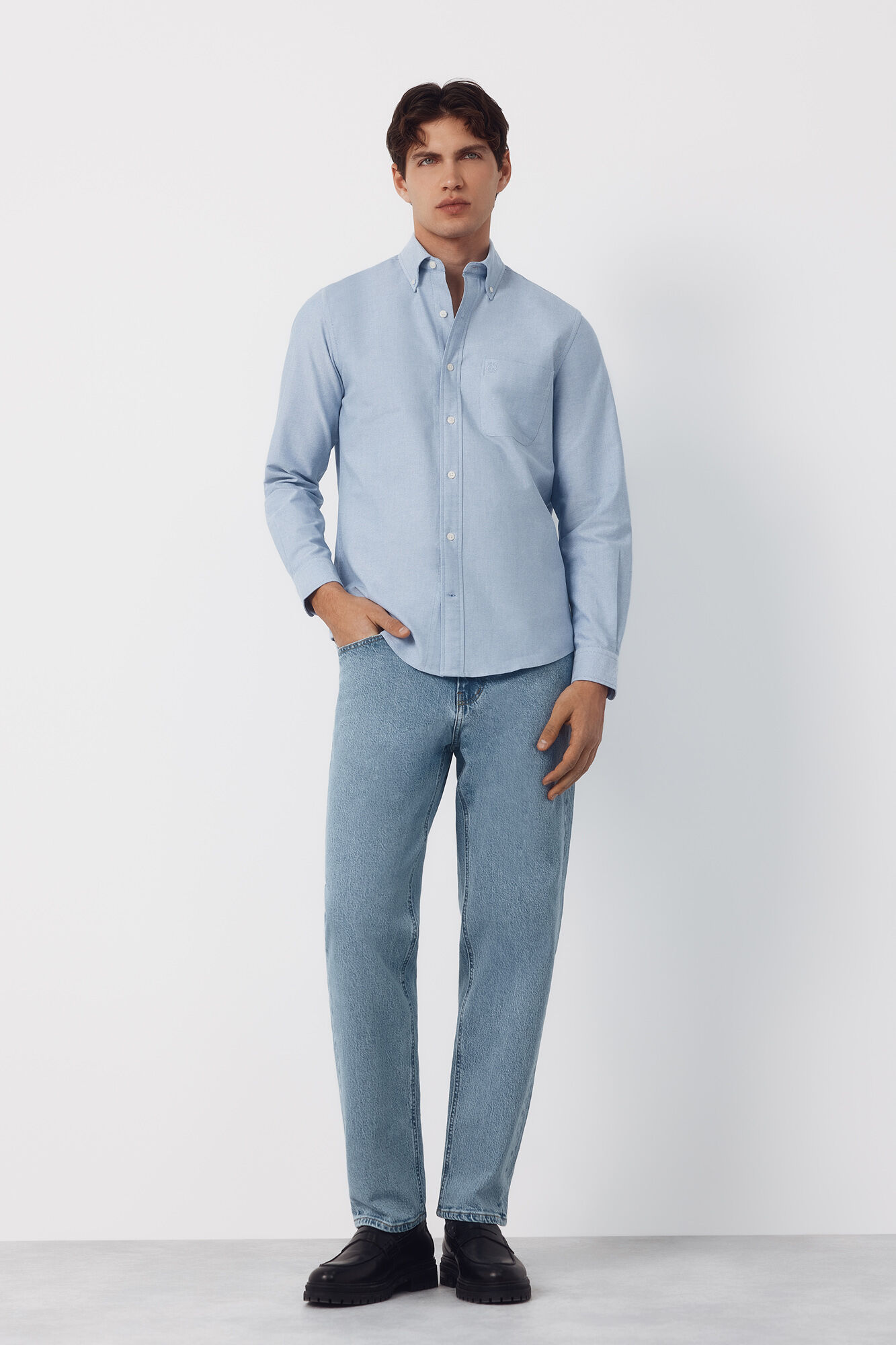 Cortefiel Plain Oxford shirt Blue