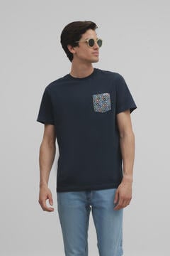 Cortefiel T-shirt clássica bolso étnico  Azul