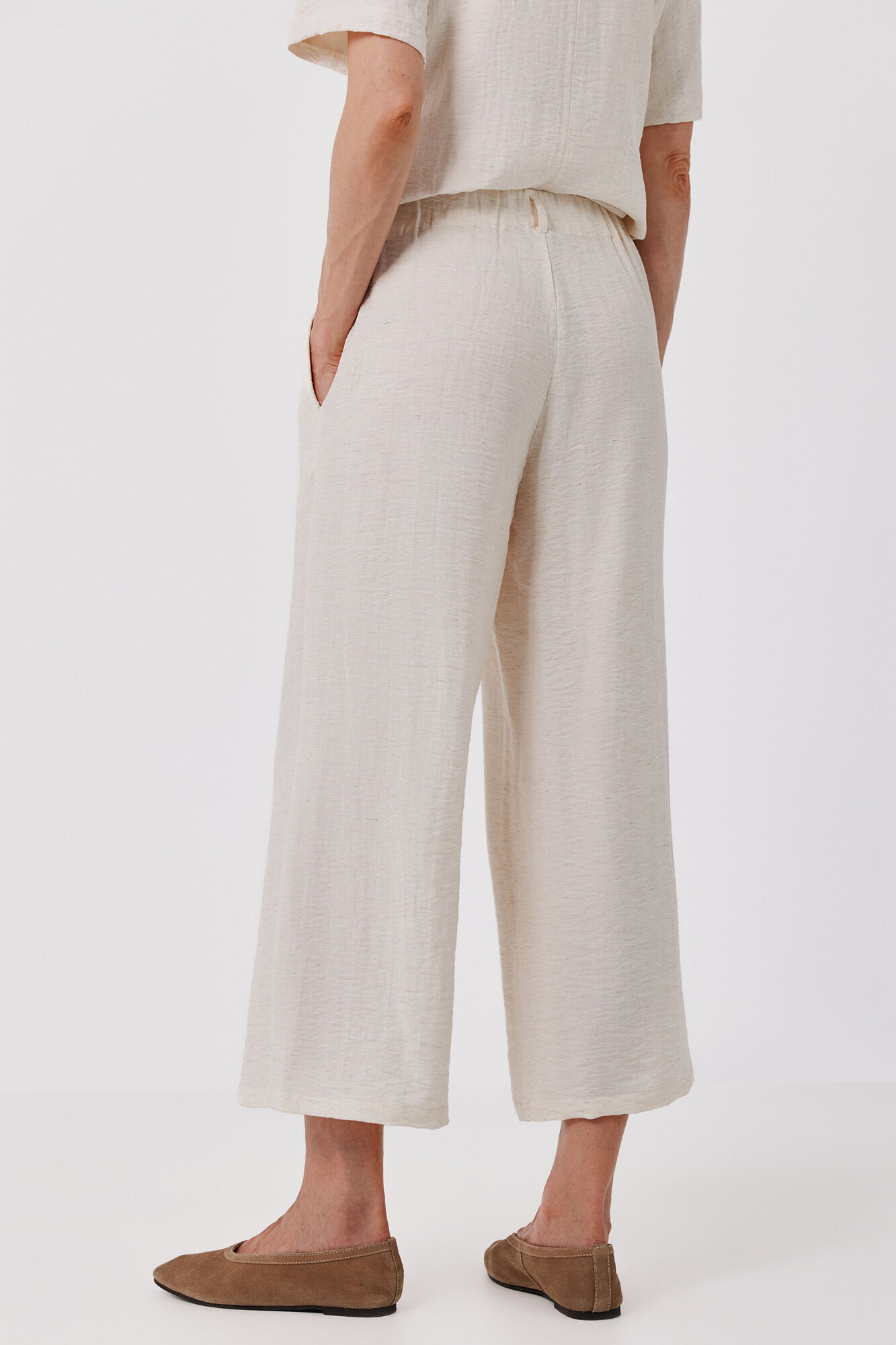Cortefiel Fluid wide trousers Ivory