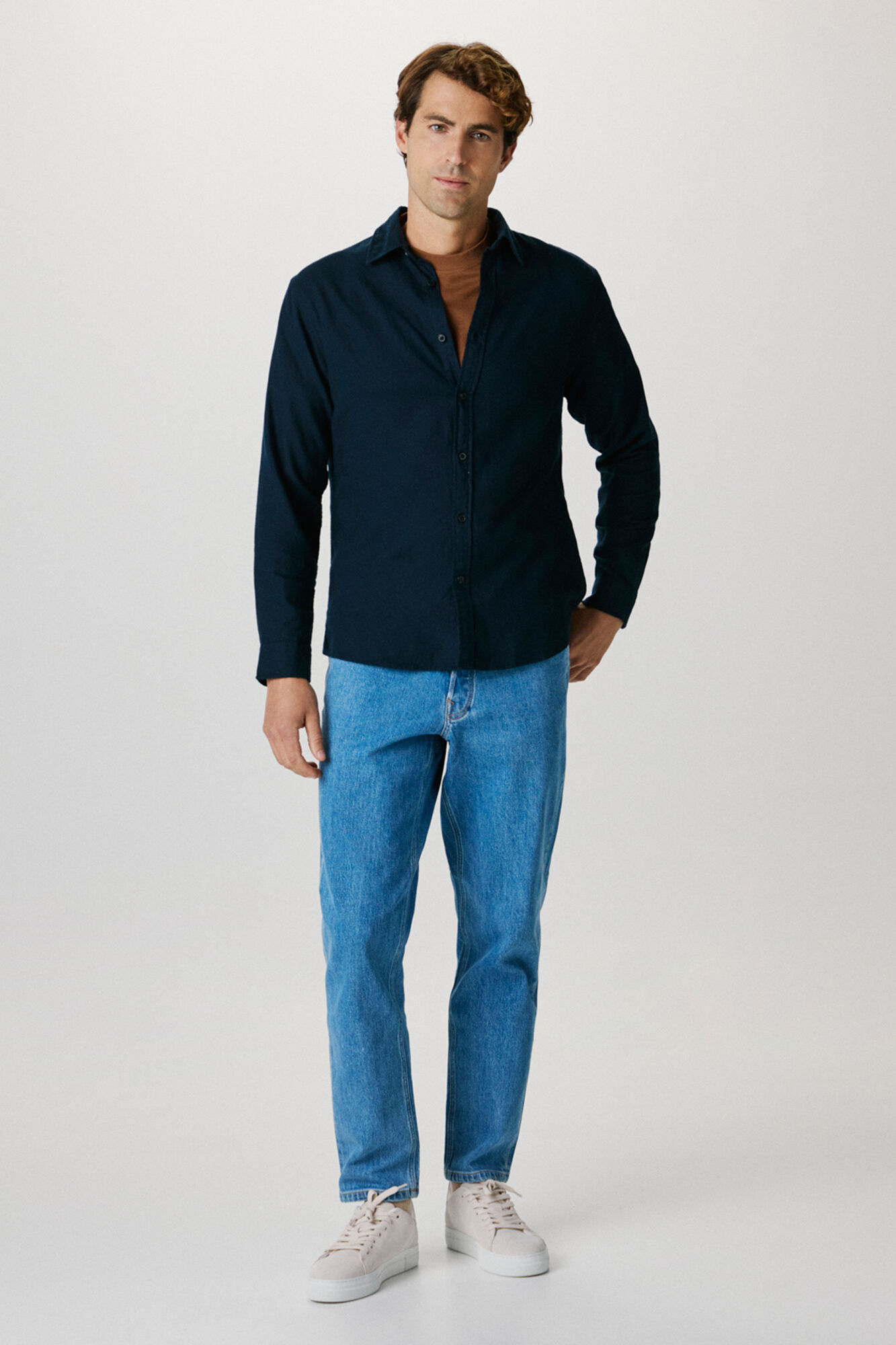 Selected Camisa de manga comprida com corte slim Azul