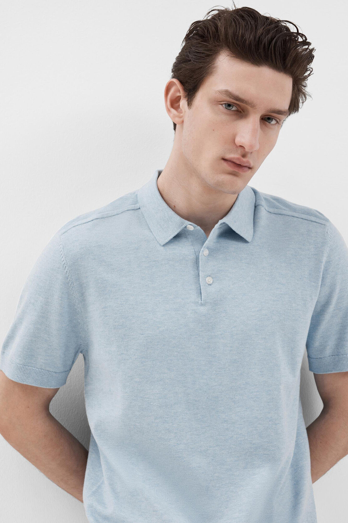 Selected Polo de malha de manga curta Azul