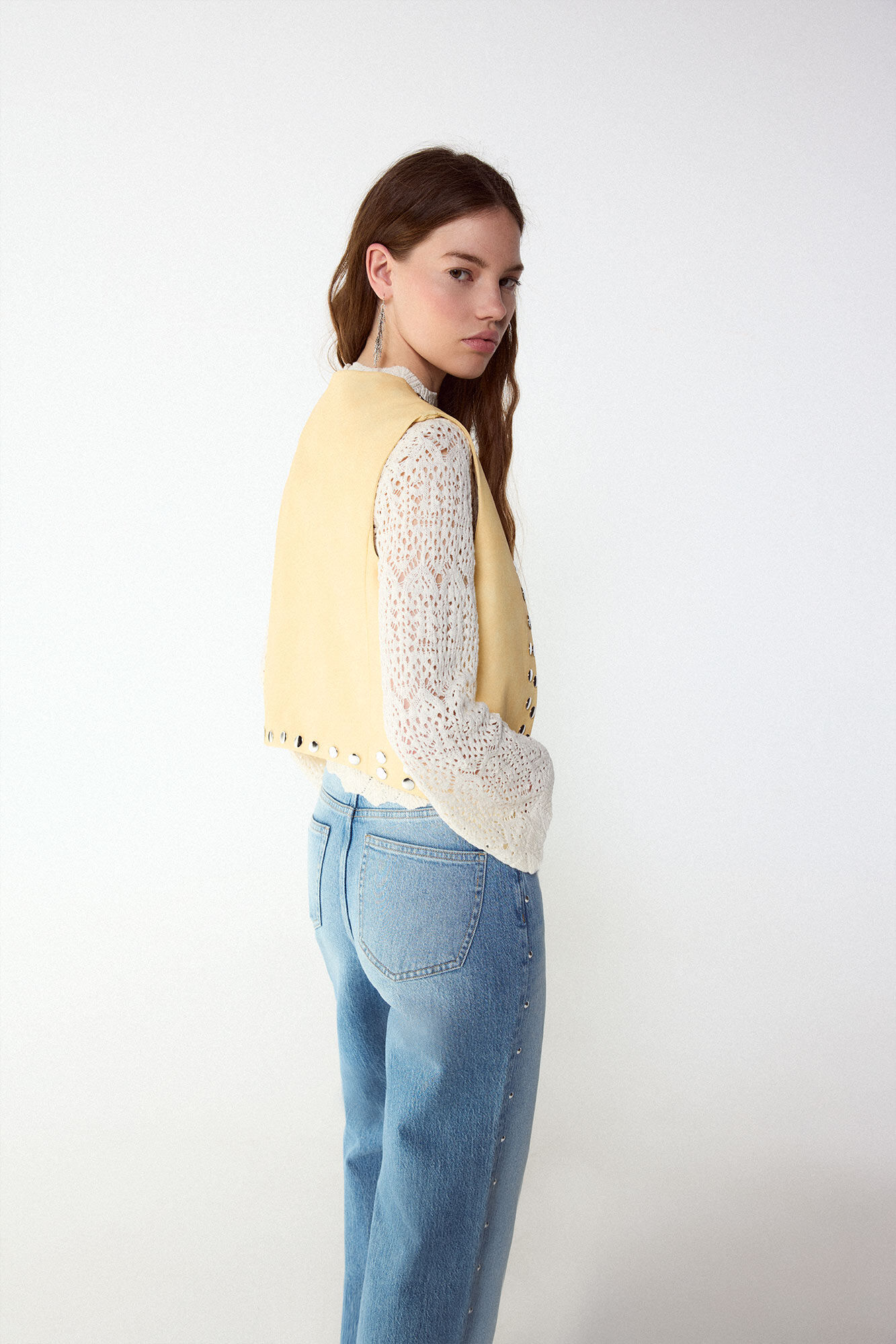 Slowlove Colete com tachas Amarelo