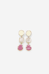 Cortefiel Pendiente esmaltado tricolor Rosa