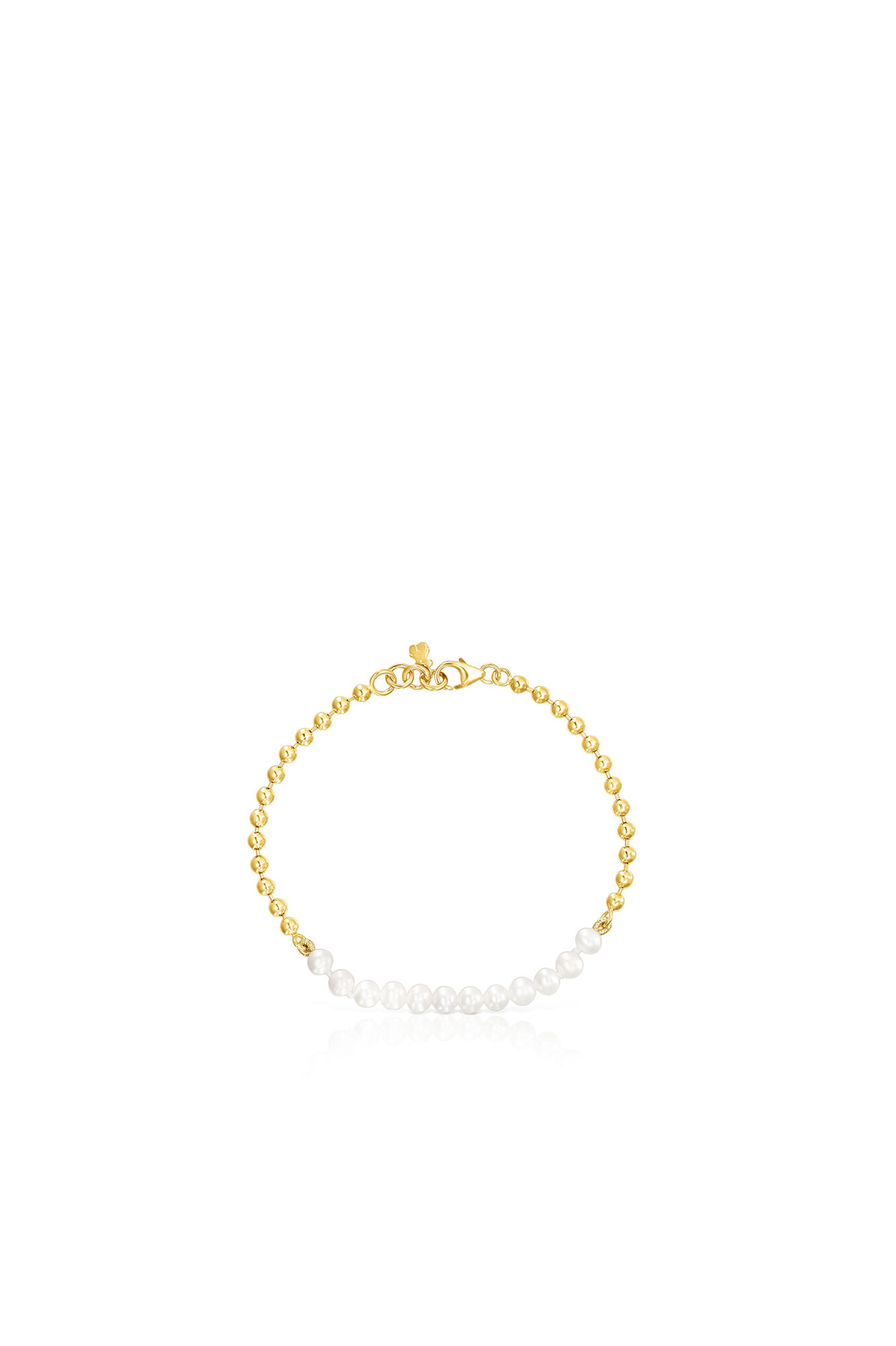 Tous Pulsera de plata vermeil y perlas Amarillo