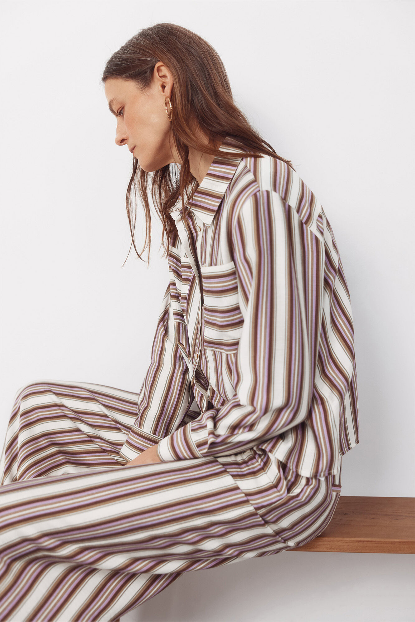 Cortefiel Striped shirt Printed brown