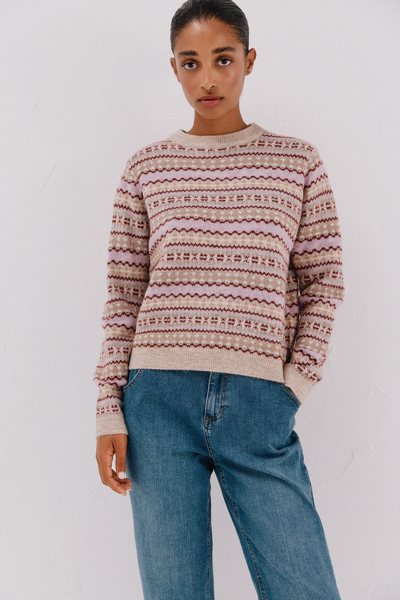 Cortefiel su&eacute;ter de malha grega Tostado