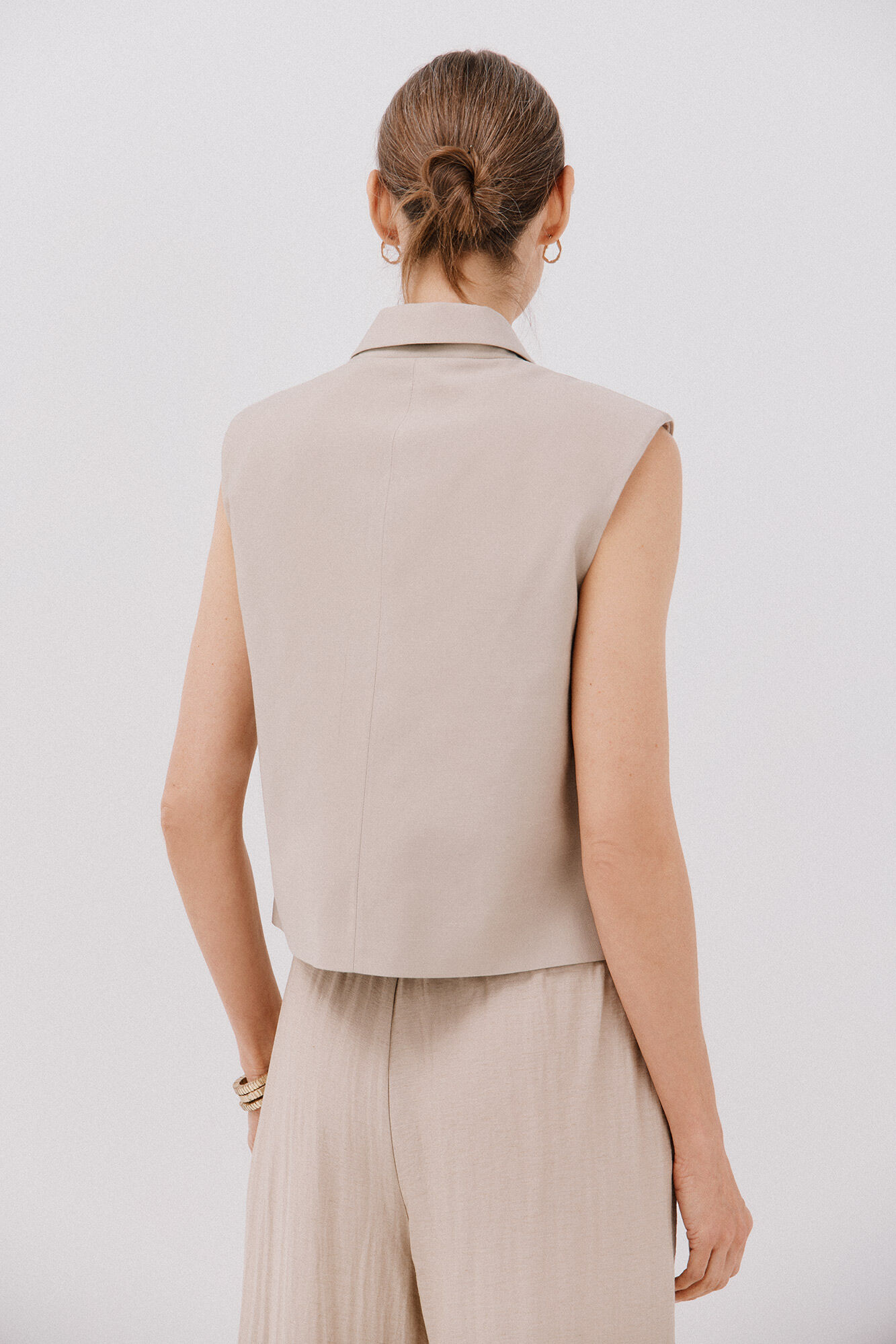 Cortefiel Lapel collar waistcoat Nude
