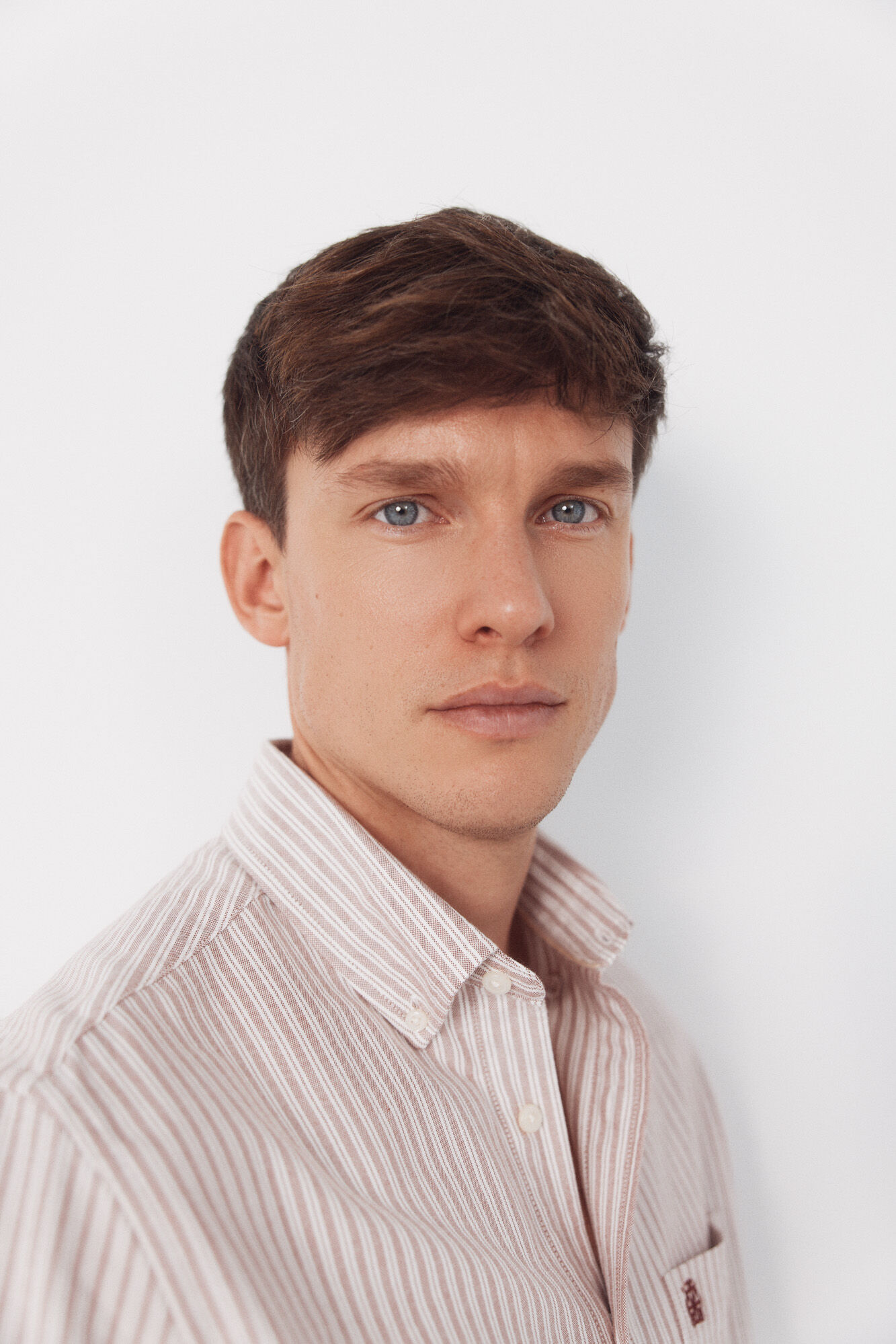 Cortefiel Striped oxford shirt Maroon