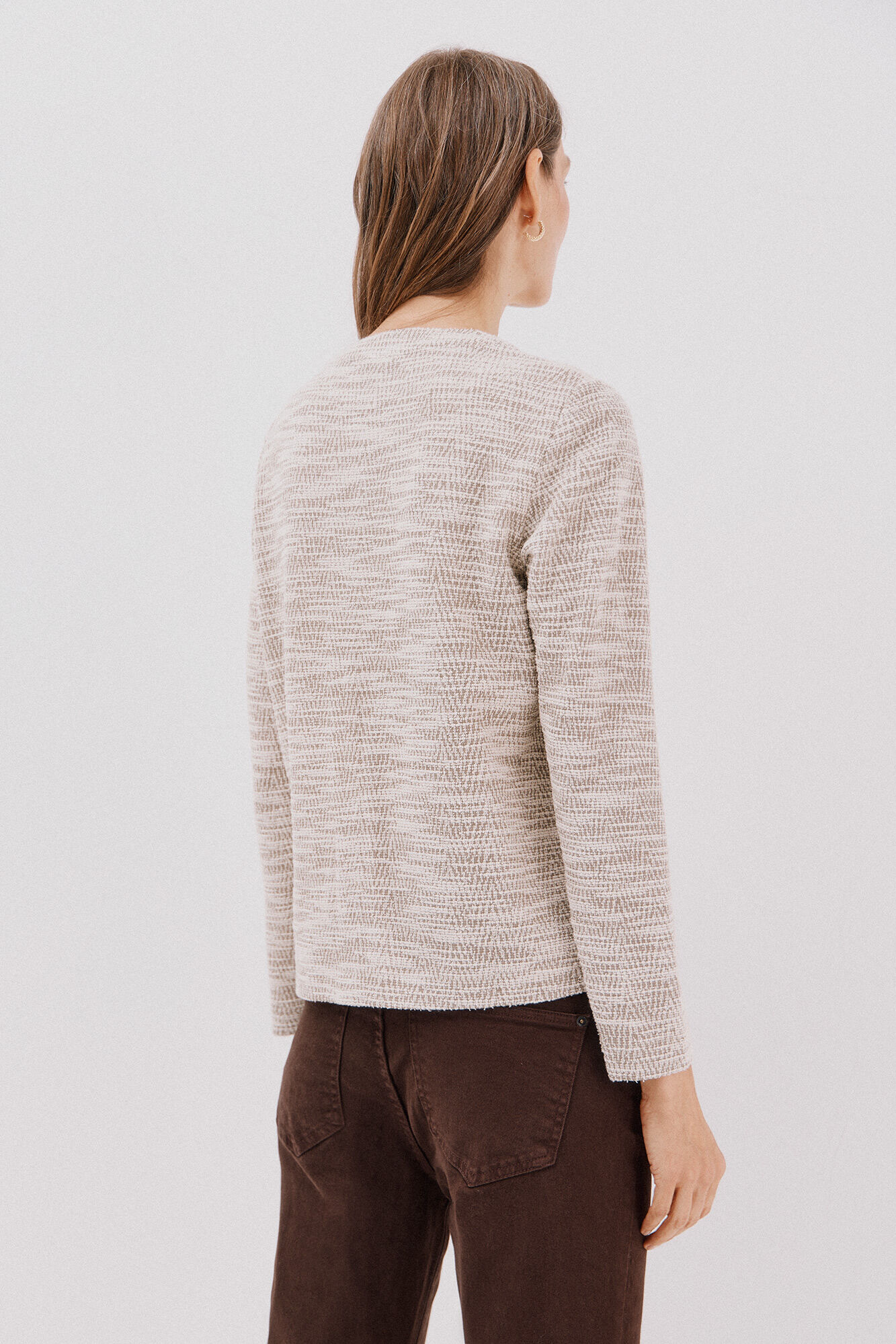 Cortefiel Tweed cardigan Beige