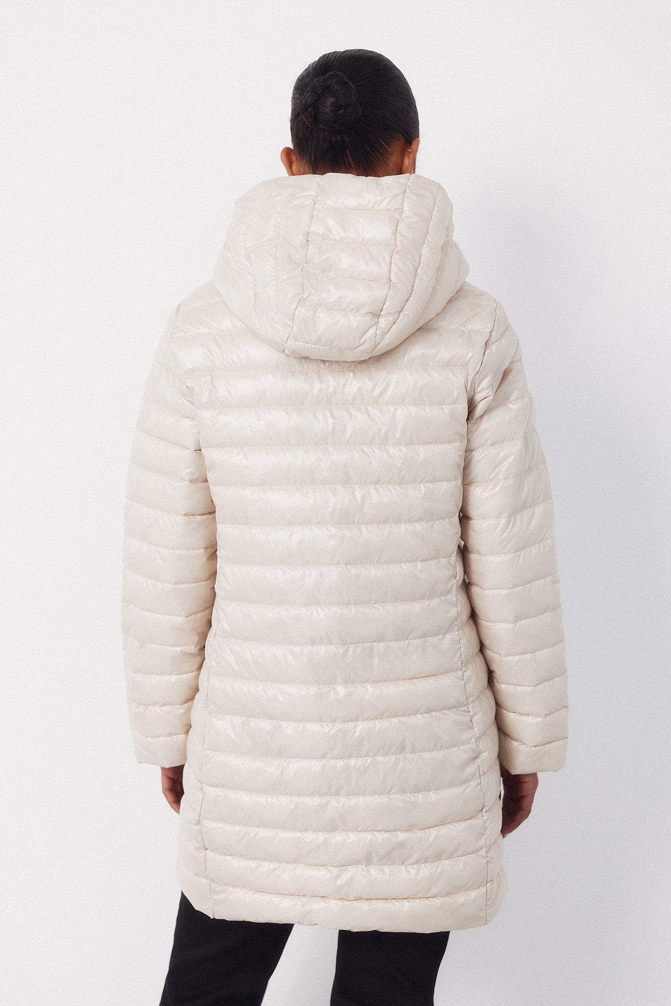 Cortefiel Long quilted coat Ivory
