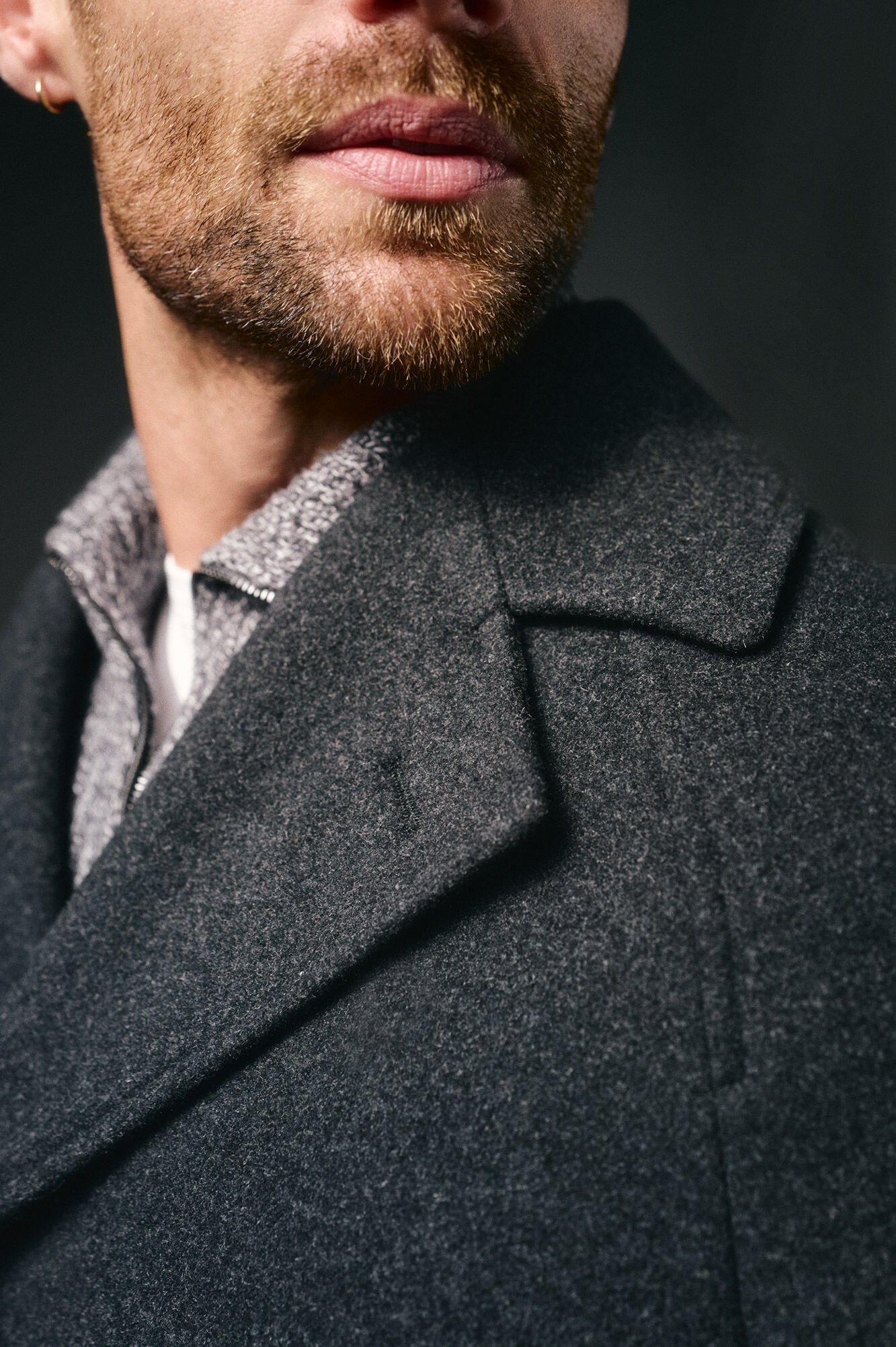 OOTO Sobretudo cruzado de l&atilde; Cinzento