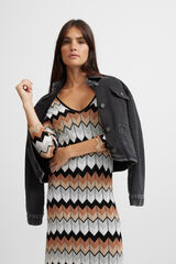 Silbon Long herringbone jersey-knit dress Brown