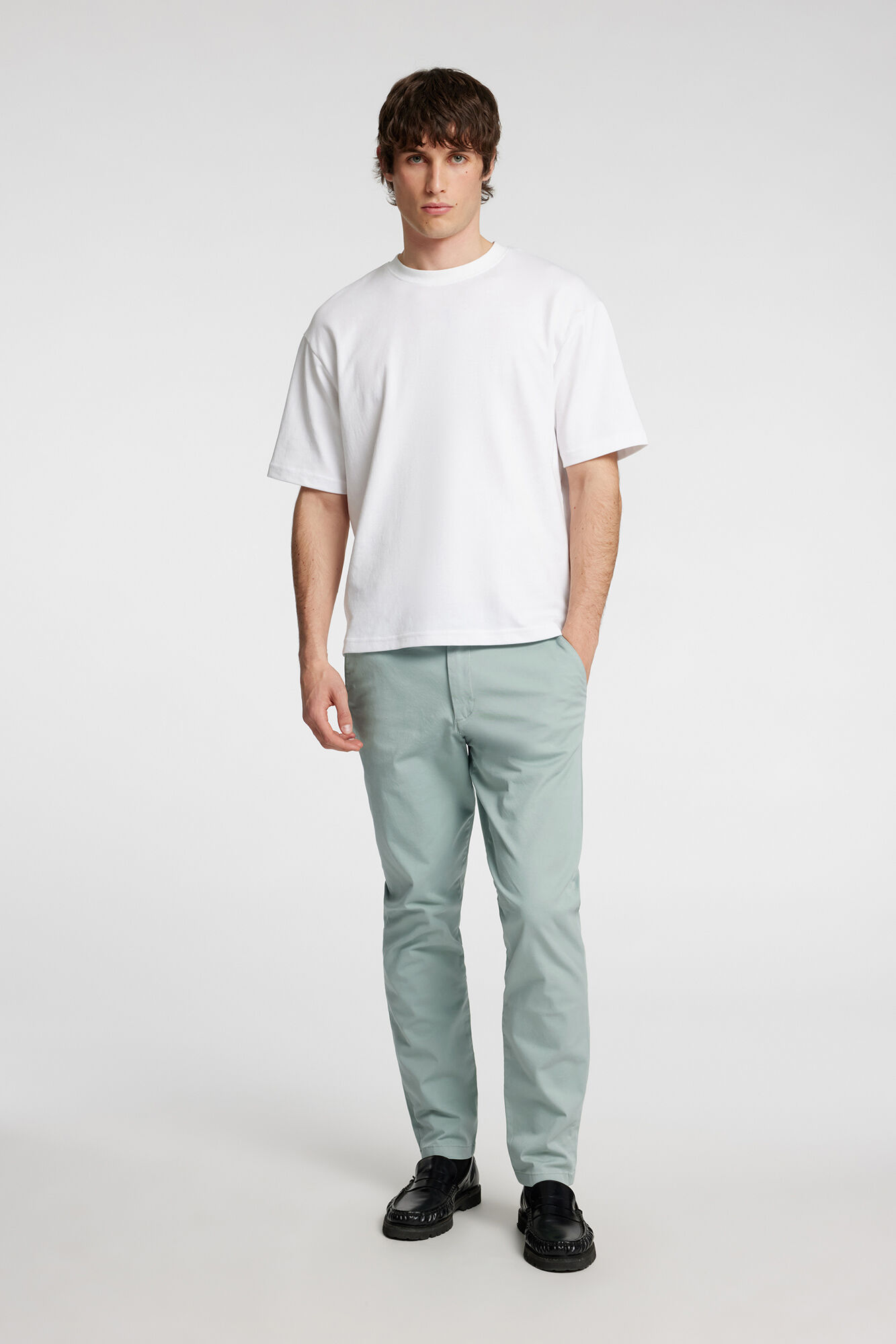 Selected Cal&ccedil;a cal&ccedil;as chino slim fit feita de algod&atilde;o org&acirc;nico  Verde