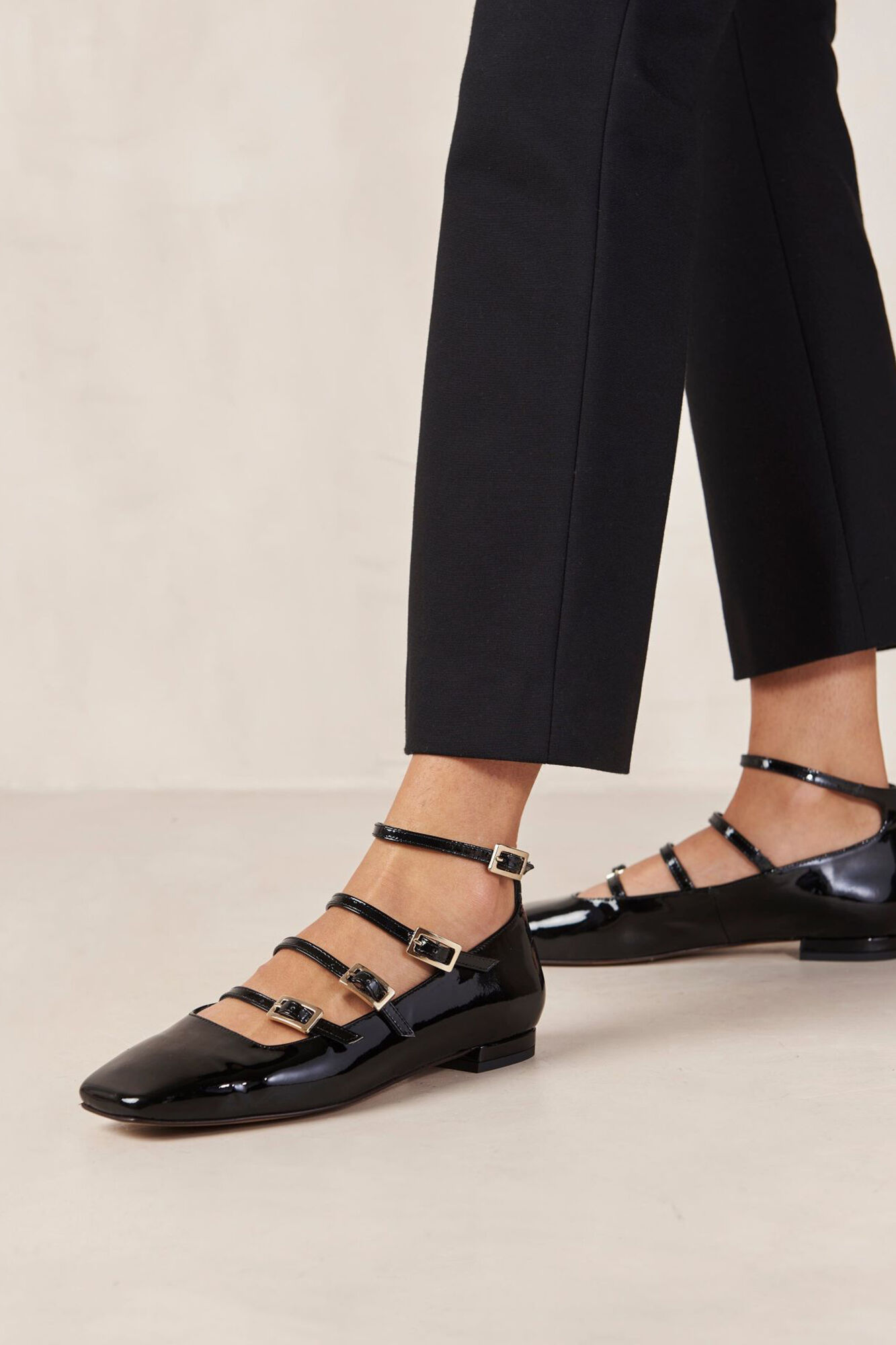 Alohas Luke Onix Black Leather Ballet Flats Black