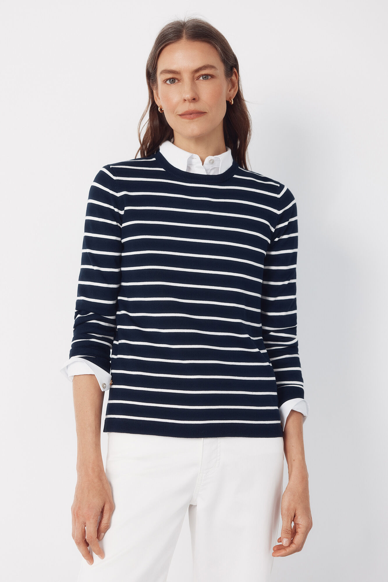 Cortefiel Striped jersey-knit jumper Navy