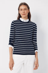 Cortefiel Striped jersey-knit jumper Navy