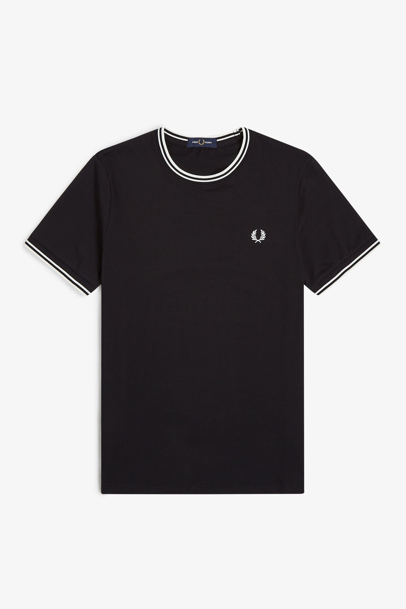 Fred Perry T-shirt masculina de manga curta  Preto