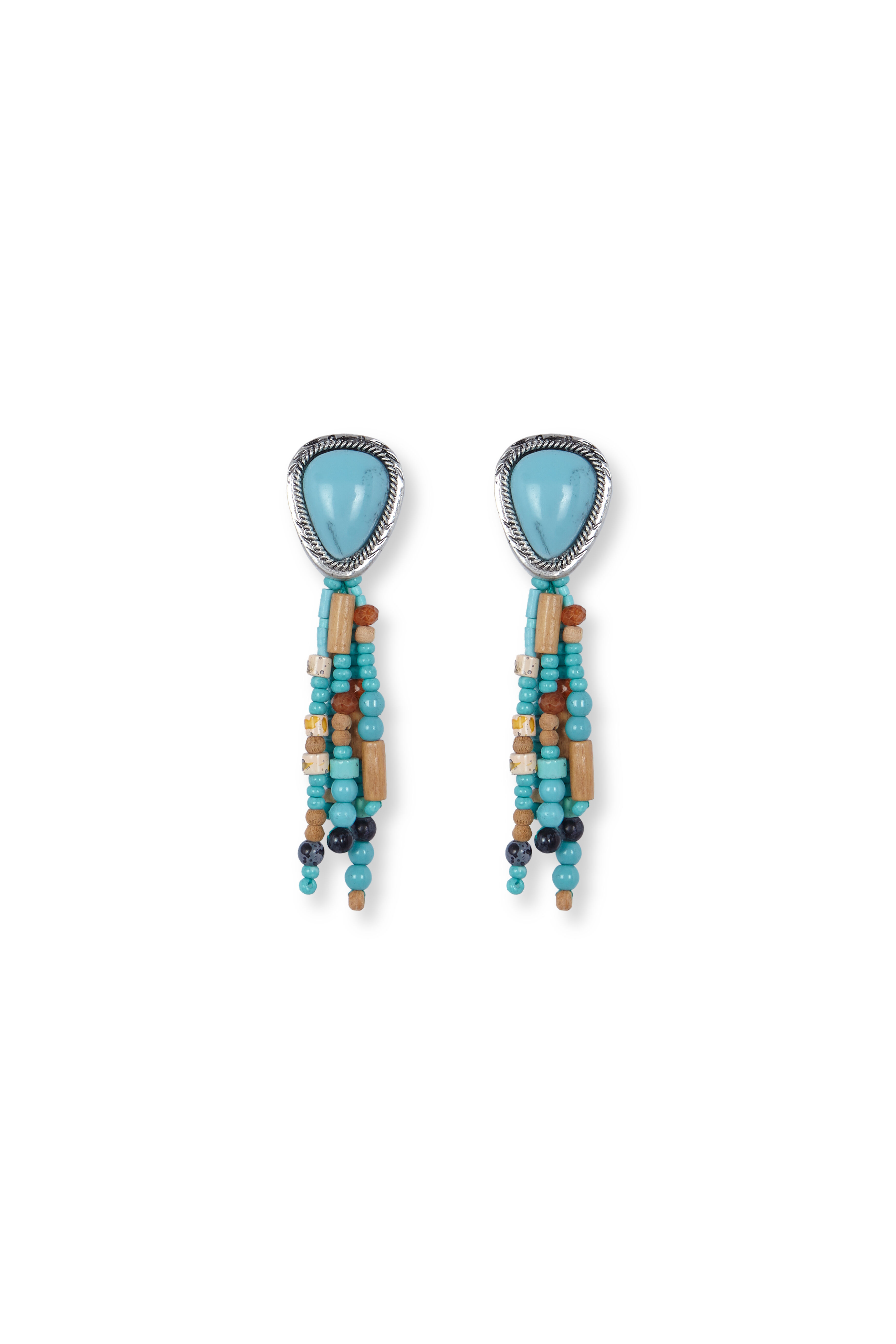 Slowlove Pendientes piedra y borla Multicolor