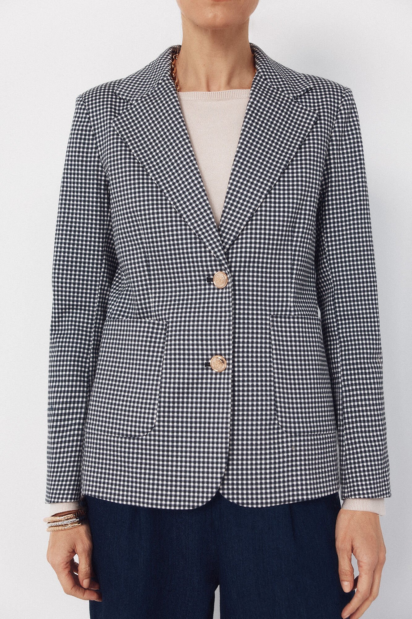 Cortefiel Blazer de punto piqu&eacute; Estampado blanco