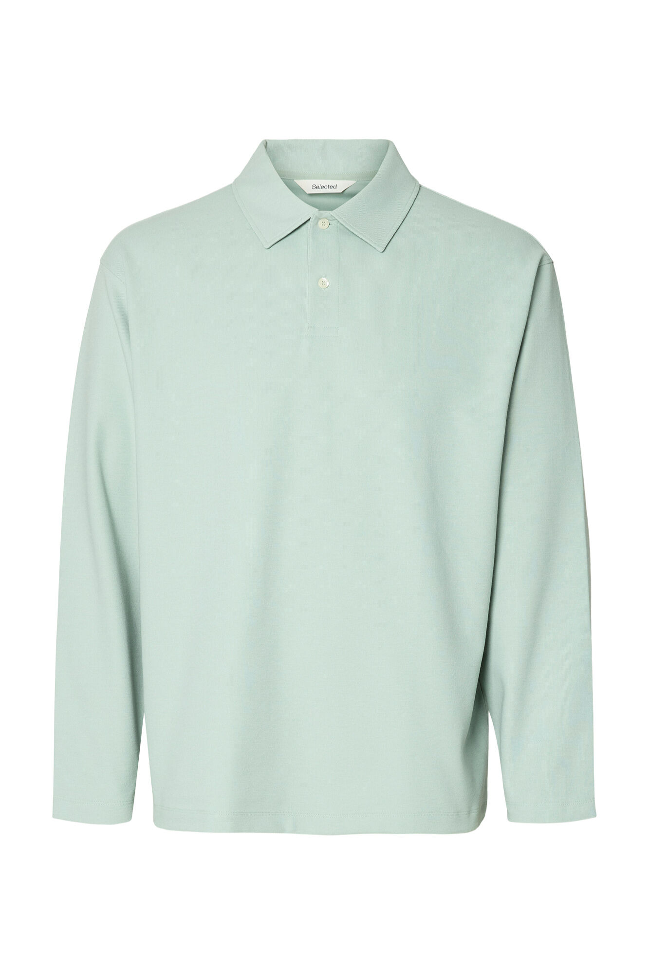 Selected Polo manga comprida relax Verde