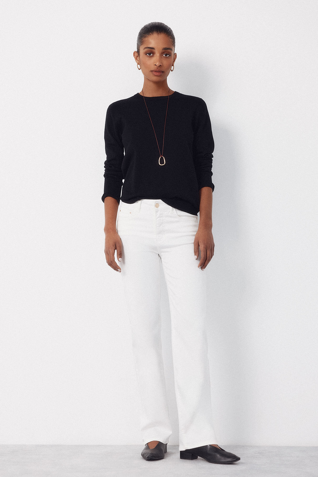 Cortefiel Striped jersey-knit jumper Black