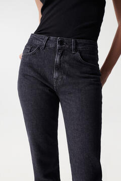 Cortefiel Jeans true cropped slim pretos Preto