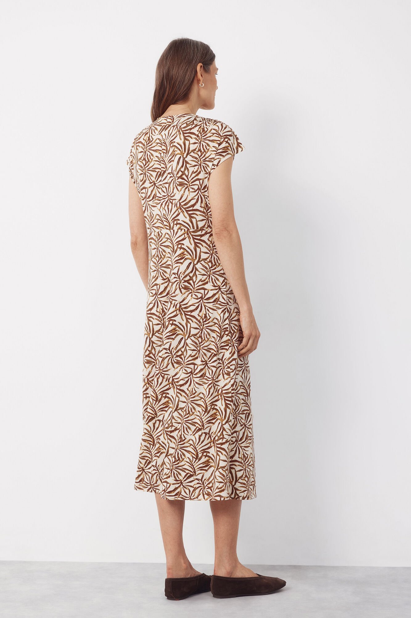 Cortefiel Braided print dress Printed white