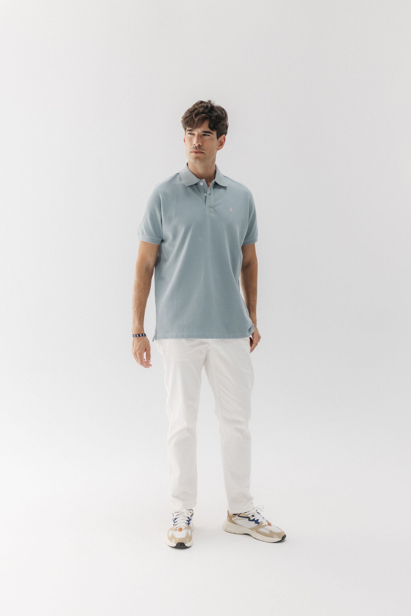 elPulpo Camisa polo lavada com bordado contrastante