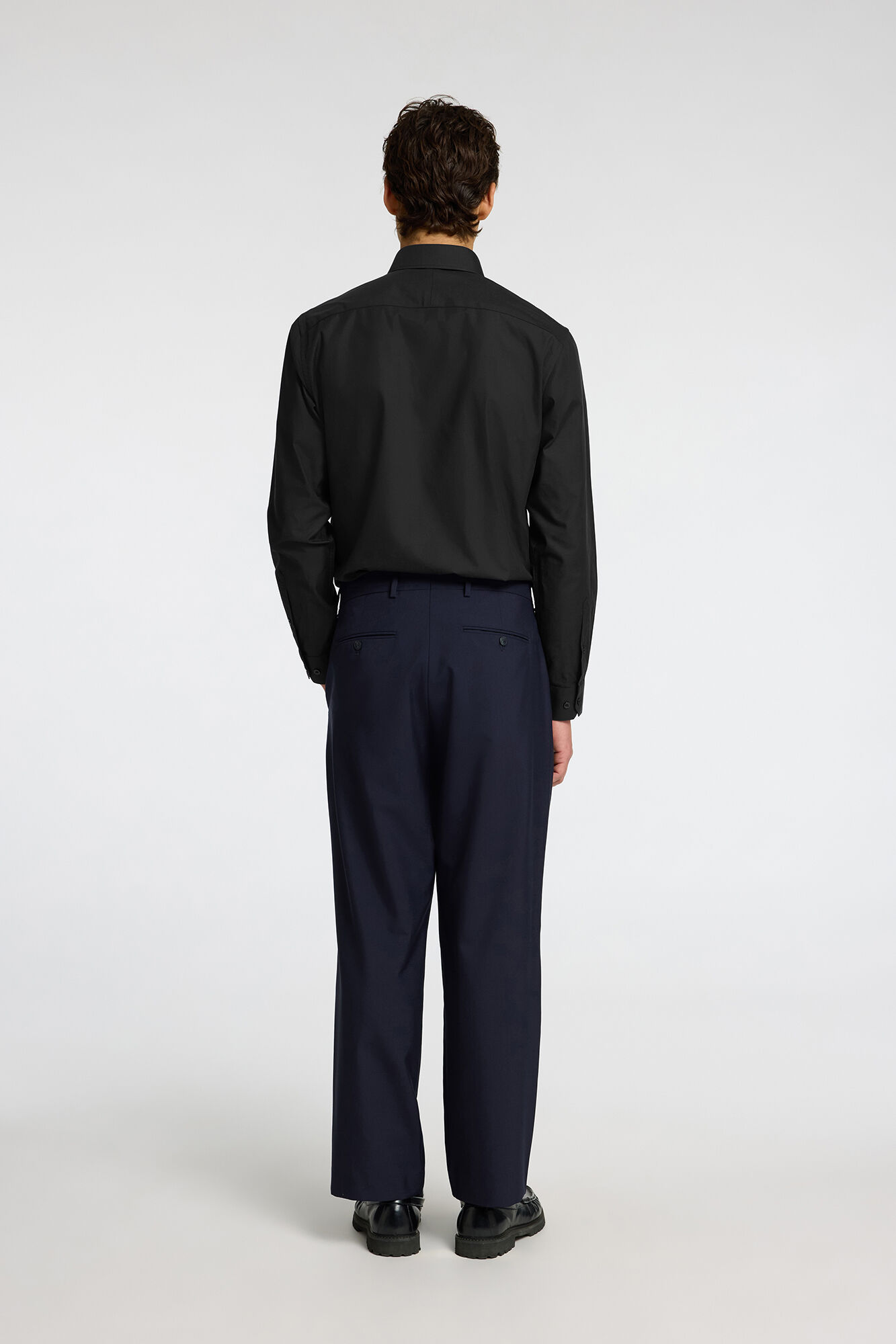 Selected Camisa de manga comprida elegante 100% algod&atilde;o Preto