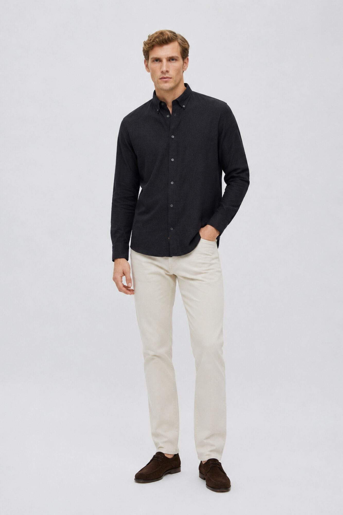 Selected Camisa aos quadrados Regular Fit Preto