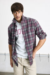 Cortefiel long sleeve tartan check shirt Maroon