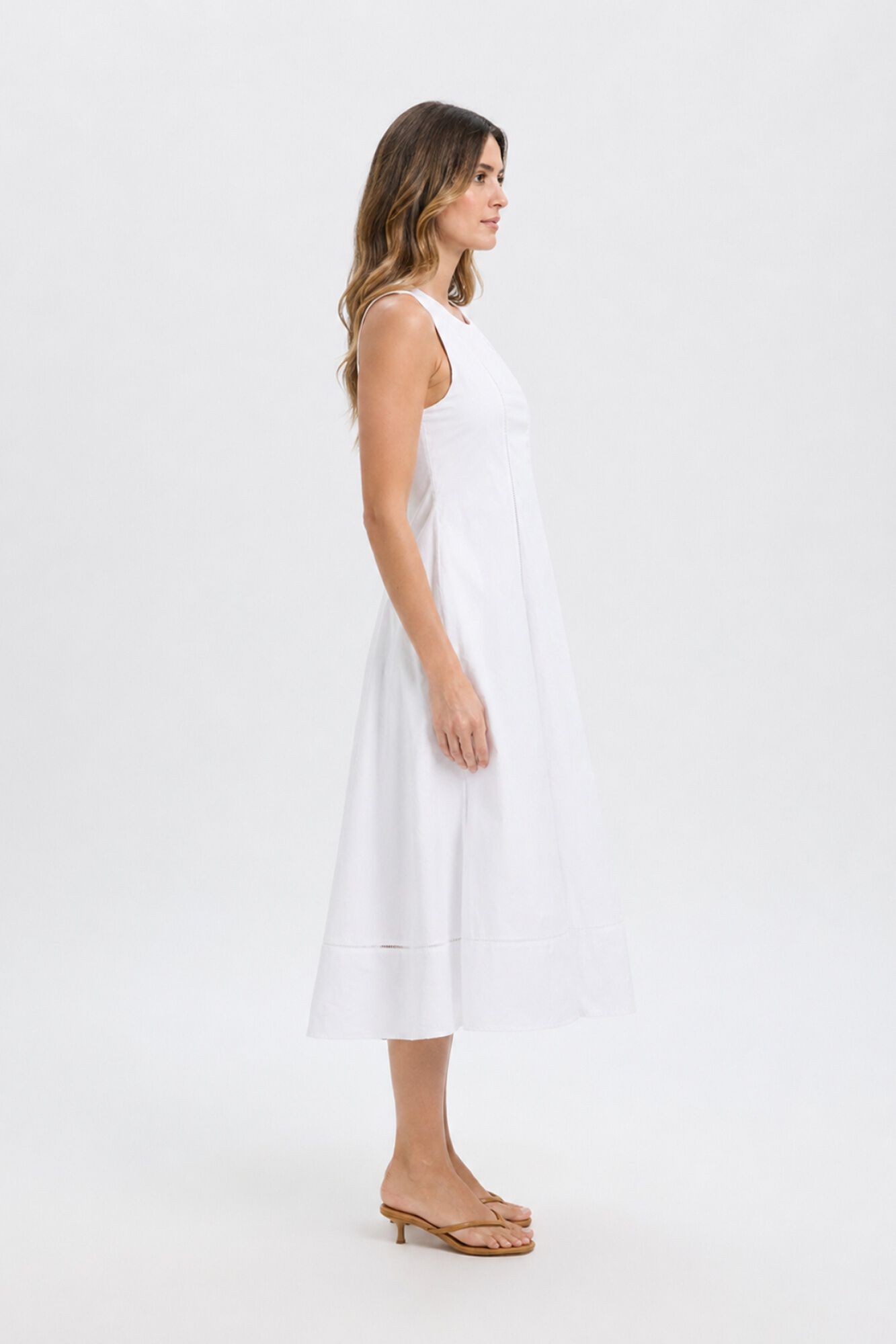 Selected Cotton midi dress White