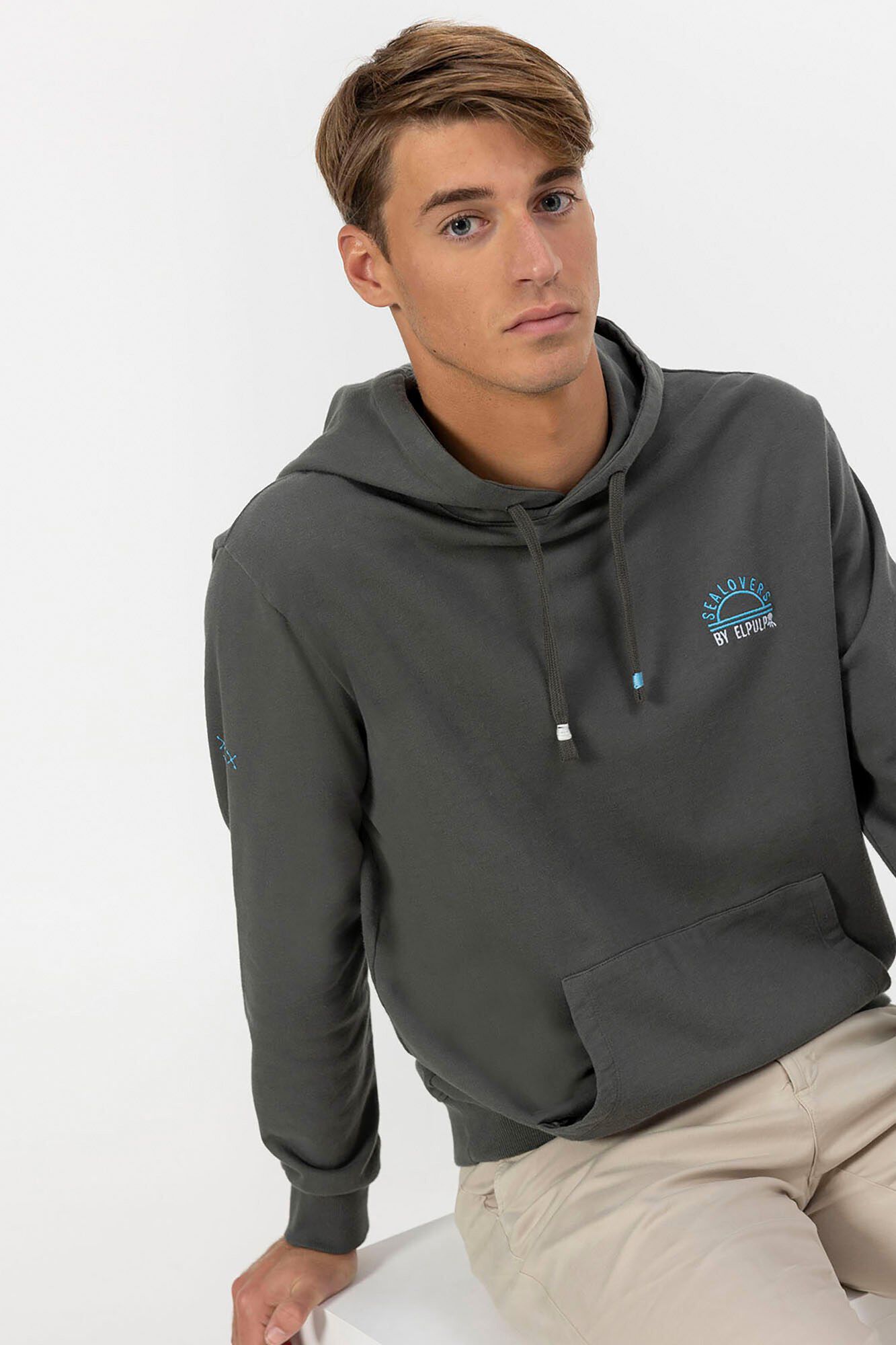 elPulpo Sweatshirt capuz com bordado Sealovers Cinzento