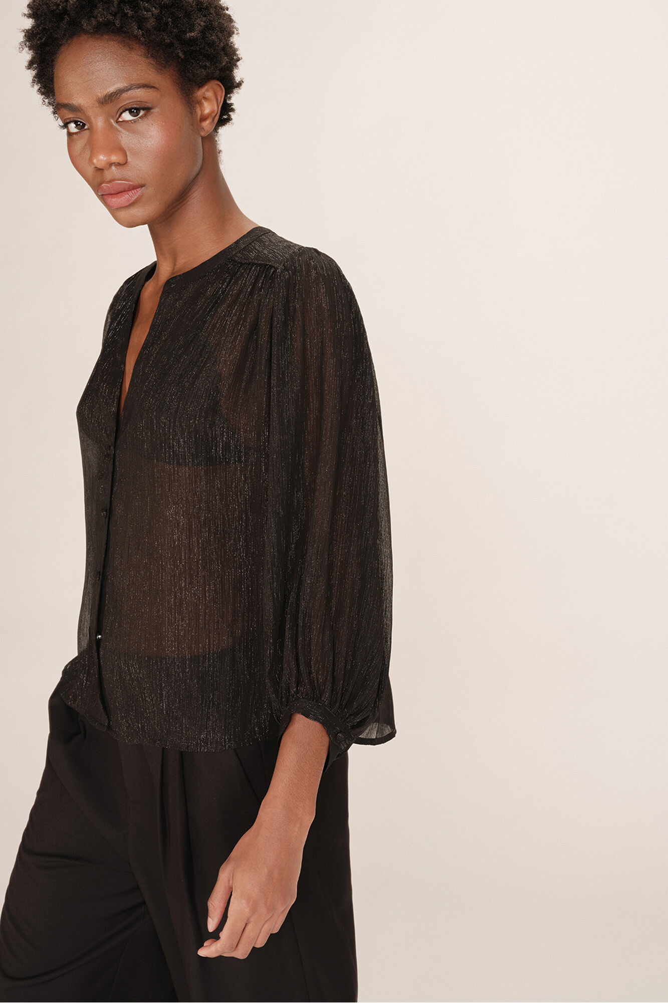 Grace & Mila blusa de lurex Preto
