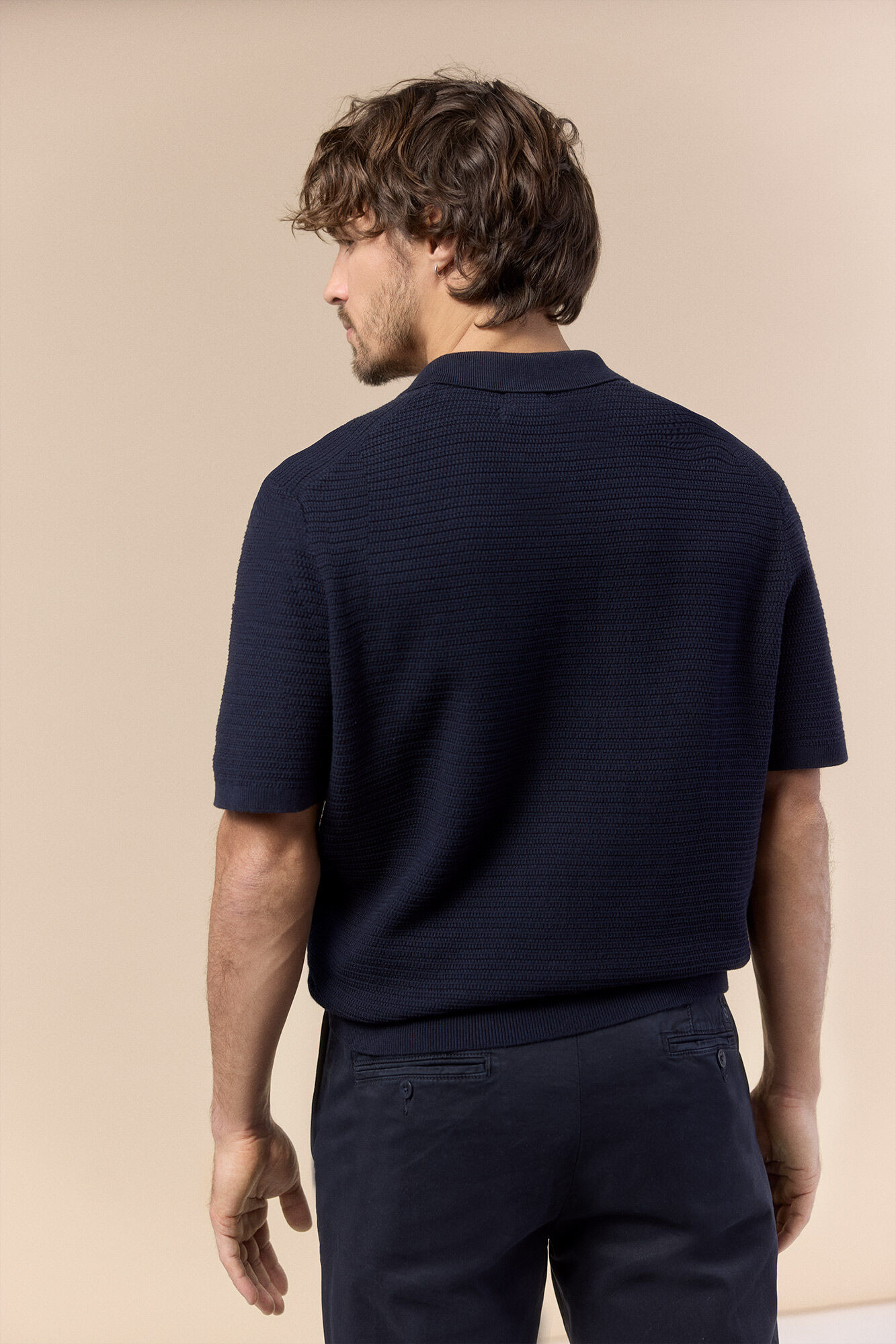 OOTO Short sleeve structured polo shirt Navy
