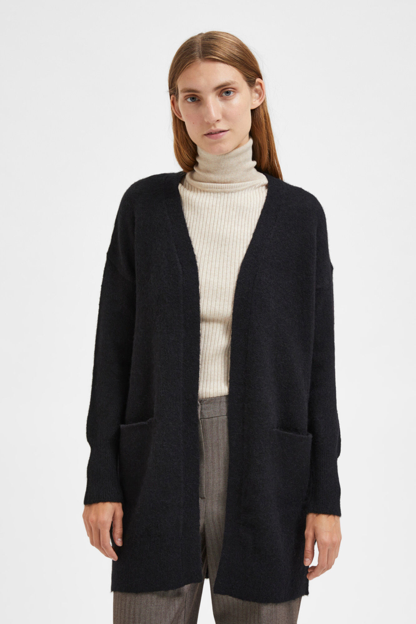 Selected C&aacute;rdigan largo de alpaca Negro