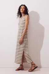 Cortefiel Rustic-look strappy dress Kaki