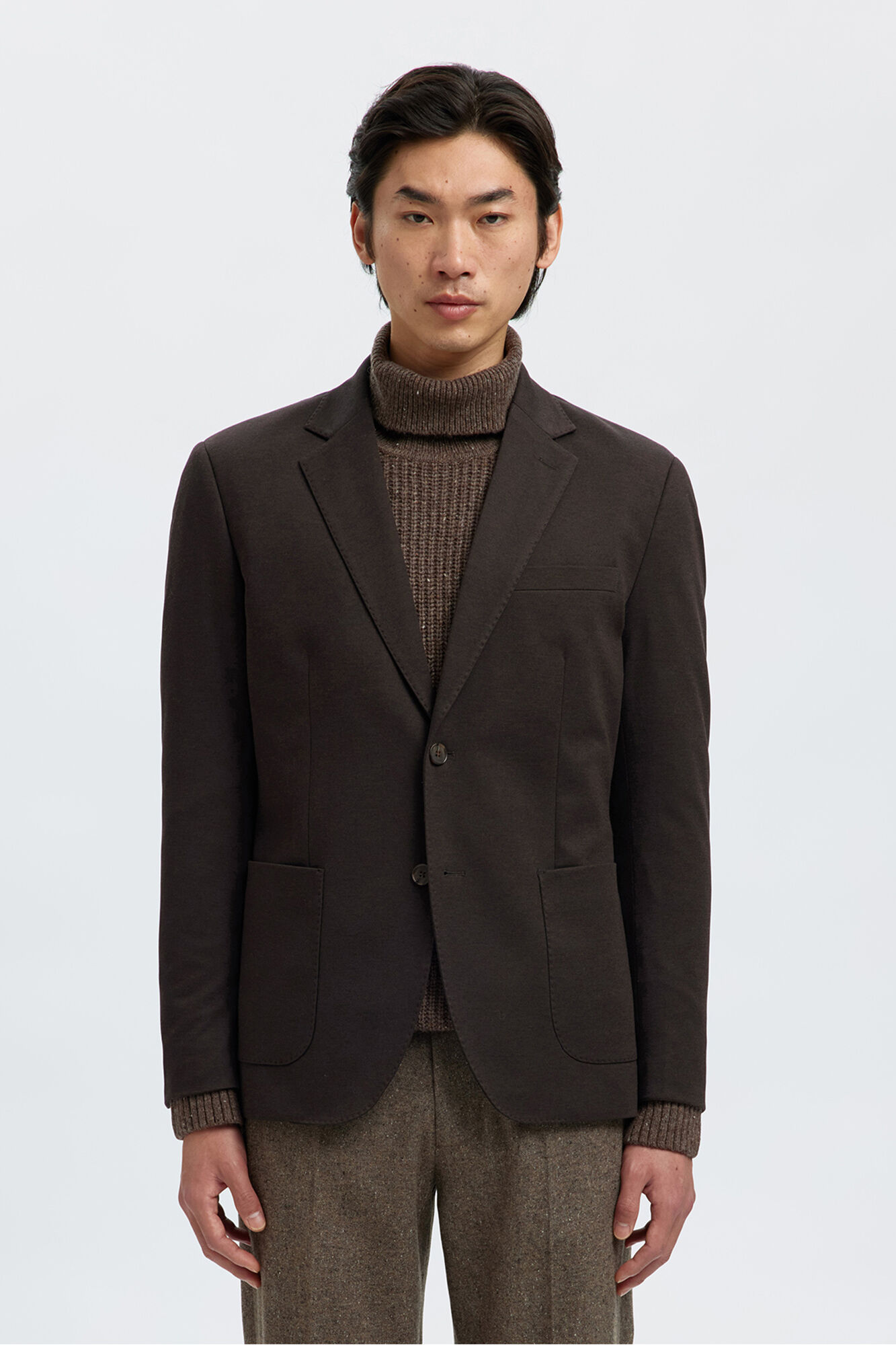 Selected Americana de vestir mezcla lana. Marr&oacute;n oscuro